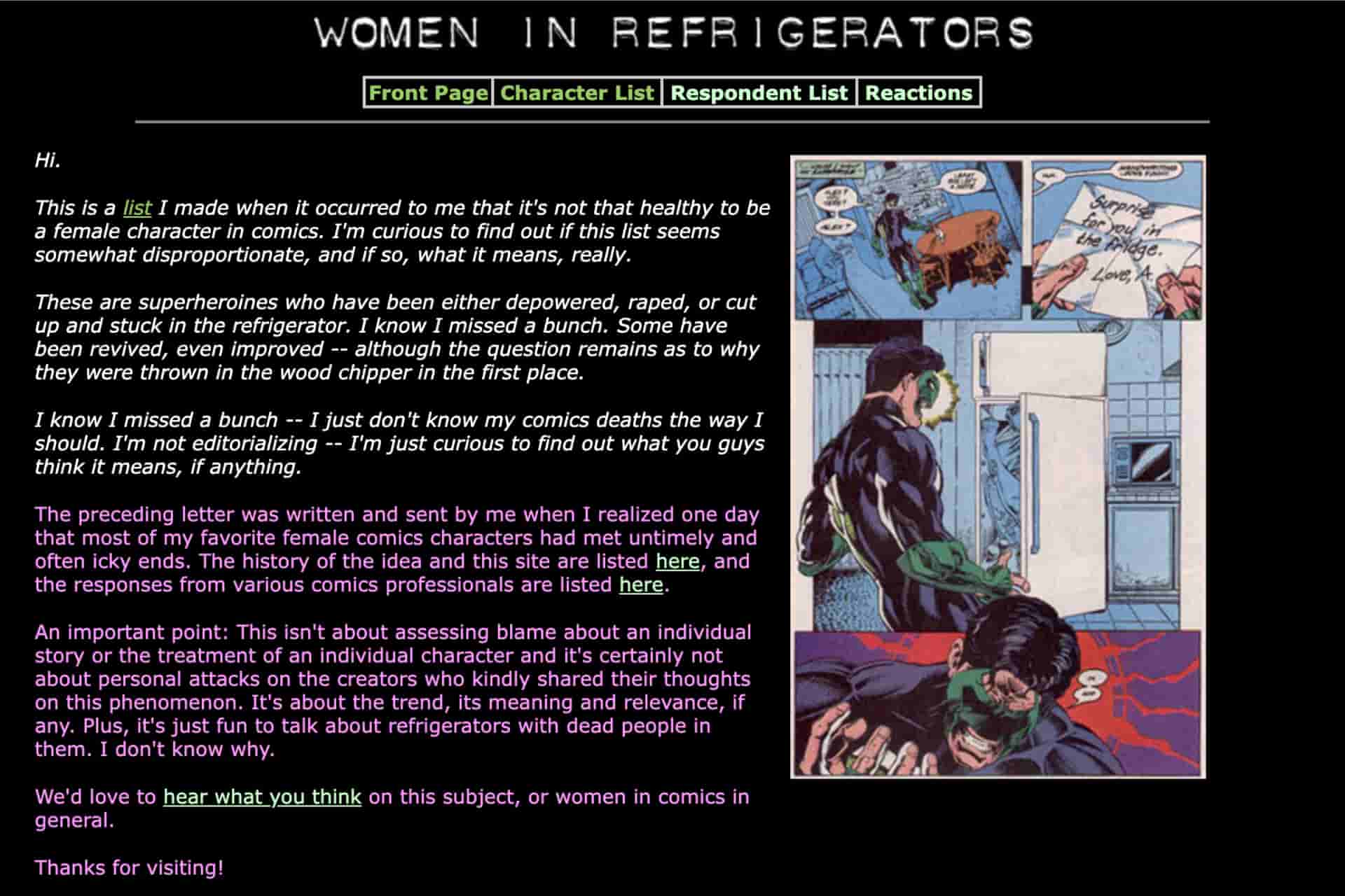 Comics et féminisme - women in refrigerators